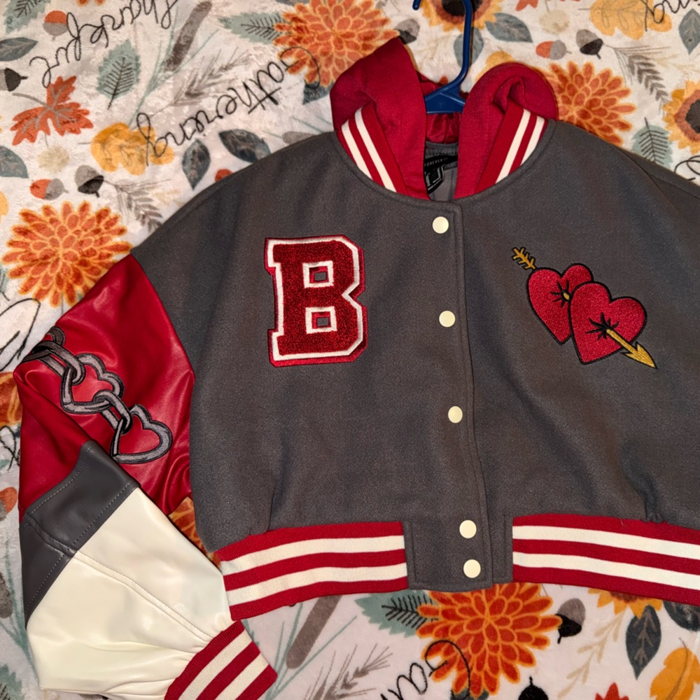 Women / Teen  Gray and Red Varsity Jacket